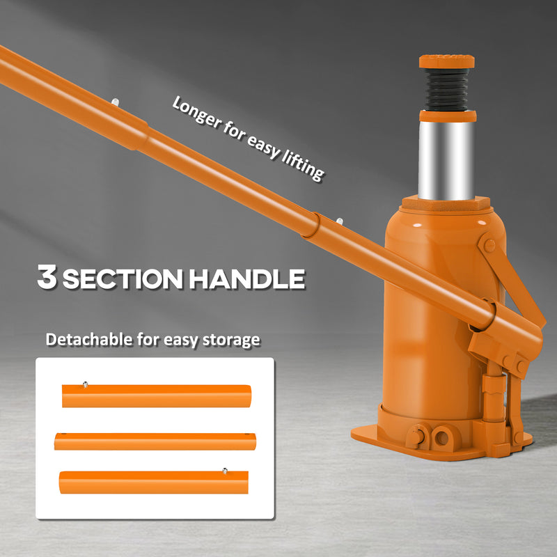 HOMCOM 12 Tonne Hydraulic Bottle Jack, 19-37 cm Car Jack Lift, Orange
