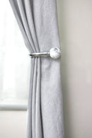 Marble - Pair of Holdaback Tiebacks with End Finials in Brushed Silver