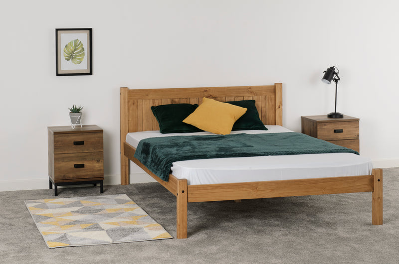 MAYA 4'6" DOUBLE BED - DISTRESSED WAXED PINE