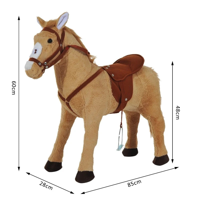 HOMCOM Children Plush Soft Pony - Beige