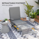 Outsunny Foldable Rattan Garden Recliner Chair w/ Cushion, Footrest