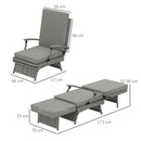 Outsunny Foldable Rattan Garden Recliner Chair w/ Cushion, Footrest