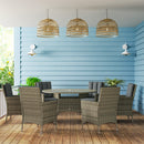 Outsunny 6 Seater Rattan Outdoor Dining Set With Cushions