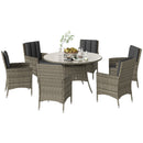 Outsunny 6 Seater Rattan Outdoor Dining Set With Cushions