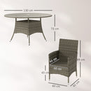 Outsunny 6 Seater Rattan Outdoor Dining Set With Cushions