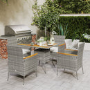 Outsunny Rattan Dining Set with Parasol Hole, Garden Table and Chairs