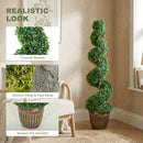 HOMCOM Set Of 2 Potted Artificial Plants, Topiary Spiral Boxwood Trees