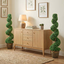 HOMCOM Set Of 2 Potted Artificial Plants, Topiary Spiral Boxwood Trees