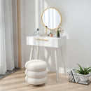 HOMCOM Modern Dressing Table w/ 2 Drawers Round Mirror for Bedroom White