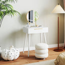 HOMCOM Modern Dressing Table w/ 2 Drawers Round Mirror for Bedroom White