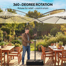 Outsunny 3 m Garden Cantilever Parasol with Sandbag, 360 Degree Rotation