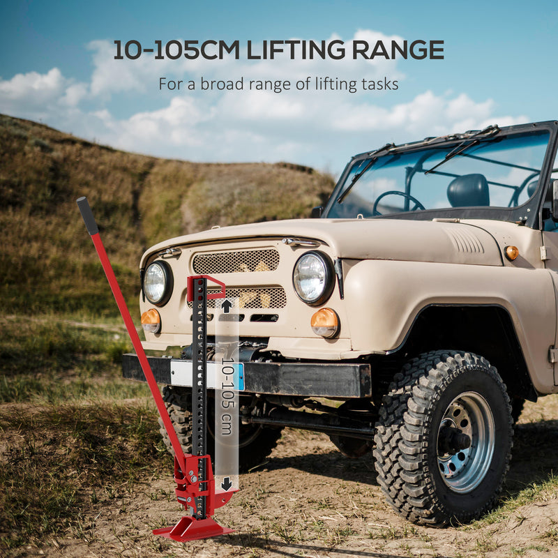 HOMCOM 48 Inch 3 Tonne High Lift Farm Jack For 4x4 Tractors Trucks, Red