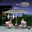 Outsunny 3 m Double-Sided Garden Parasol with Solar Lights, Grey