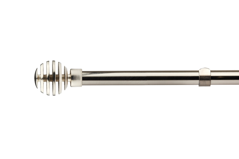 Metal Sliced - Extendable Curtain Pole with pair of end finials in Brushed Silver