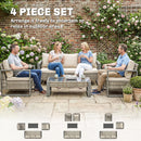 Outsunny 4 Seater Rattan Garden Furniture Set With Non-slip Mats, Khaki