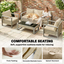 Outsunny 4 Seater Rattan Garden Furniture Set With Non-slip Mats, Khaki
