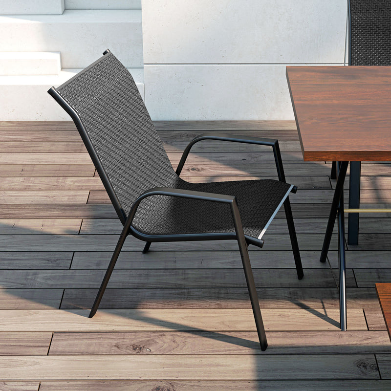 Outsunny Wicker Dining Chairs Set of 4, Stackable Outdoor Chairs