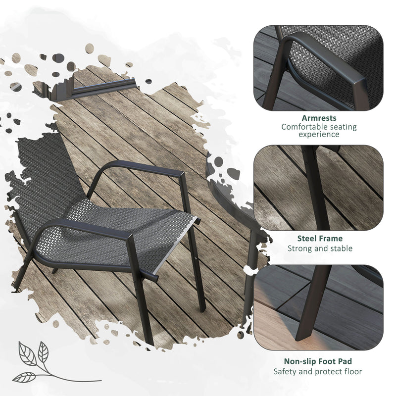 Outsunny Wicker Dining Chairs Set of 4, Stackable Outdoor Chairs