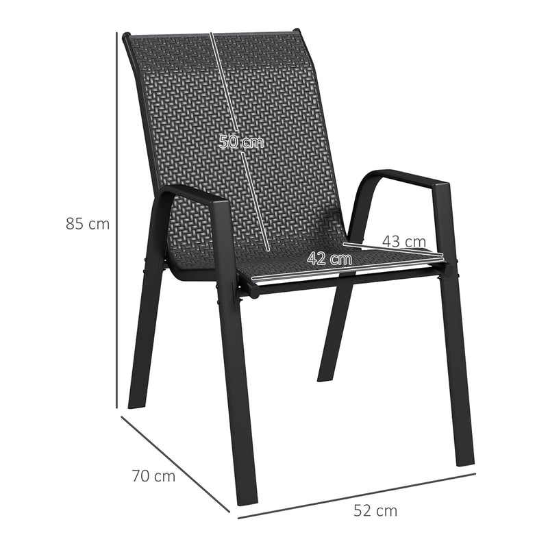 Outsunny Wicker Dining Chairs Set of 4, Stackable Outdoor Chairs