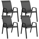 Outsunny Wicker Dining Chairs Set of 4, Stackable Outdoor Chairs