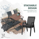 Outsunny Wicker Dining Chairs Set of 4, Stackable Outdoor Chairs
