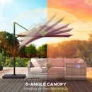Outsunny 2.4 X 2.4 M Cantilever Parasol W/ Umbrella Weights, Khaki