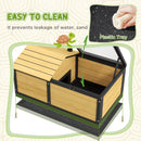 PawHut Wooden Tortoise House, Small Pet Reptile with Hide Shelter Den and Run