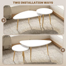 HOMCOM Coffee Table Set Of 2 Nesting End Side Tables For Living Room, White