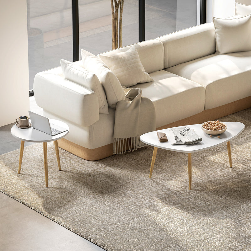 HOMCOM Coffee Table Set of 2 Nesting End Side Tables for Living Room, White