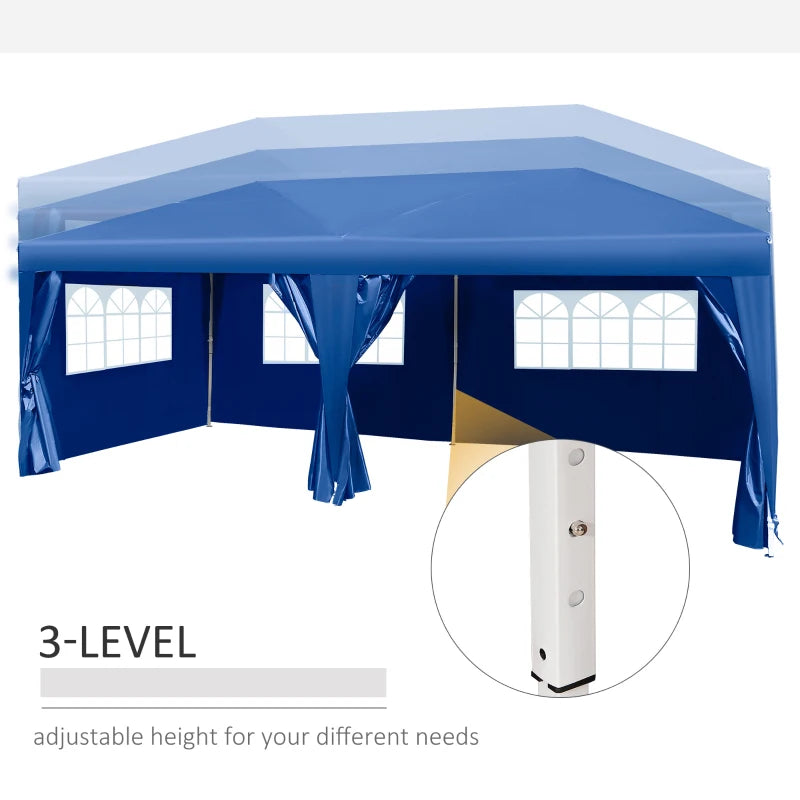 Outsunny 3 x 6m Garden Pop Up Gazebo Height Adjustable Marquee Party Tent Wedding Water Resistant Awning Canopy With free Storage Bag Blue 671 global ratings