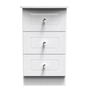 Monroe Ready Assembled Bedside Table with 3 Drawers - White Matt / White