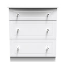 Monroe Ready Assembled Chest Of Drawers with 3 Drawers - White Matt / White