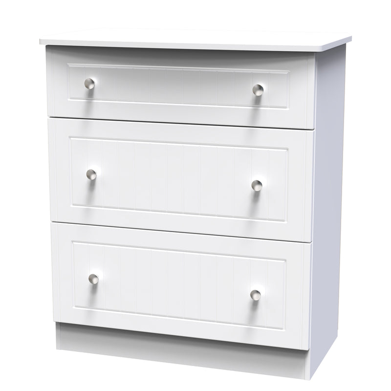 Monroe Ready Assembled Chest Of Drawers with 3 Drawers - White Matt / White