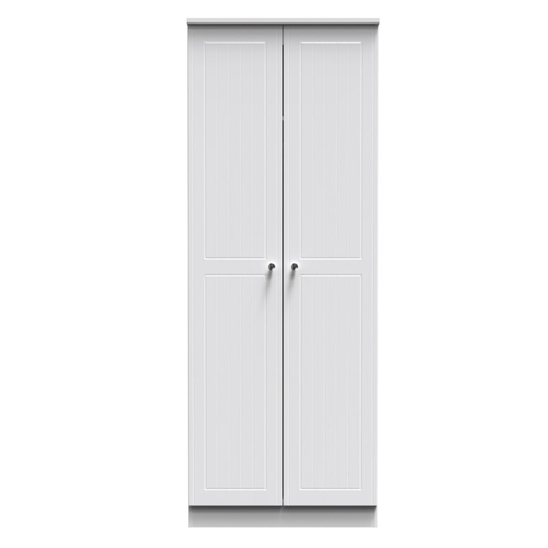 Monroe Ready Assembled Wardrobe with 2 Doors - White Matt / White