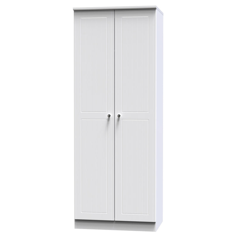 Monroe Ready Assembled Wardrobe with 2 Doors - White Matt / White