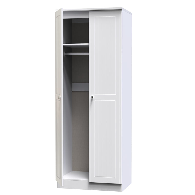 Monroe Ready Assembled Wardrobe with 2 Doors - White Matt / White