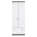 Monroe Ready Assembled Wardrobe with 2 Doors and 2 Drawers - White Matt / White