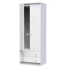 Monroe Ready Assembled Wardrobe with 2 Doors and 2 Drawers - White Matt / White