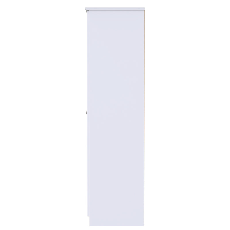 Monroe Ready Assembled Wardrobe with Triple Mirror - White Matt / White