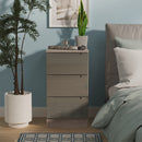 Cannes Ready Assembled 3 Drawer Bedside Cabinet in Grey Gloss & Grey Oak