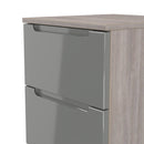 Cannes Ready Assembled 3 Drawer Bedside Cabinet in Grey Gloss & Grey Oak