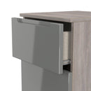 Cannes Ready Assembled 3 Drawer Bedside Cabinet in Grey Gloss & Grey Oak