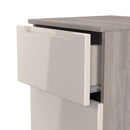 Cannes Ready Assembled 3 Drawer Bedside Cabinet in Kashmir Gloss & Grey Oak