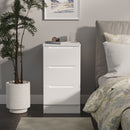 Milan 3 Drawer Bedside in White Gloss & White - Ready Assembled