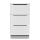 Milan 3 Drawer Bedside in White Gloss & White - Ready Assembled