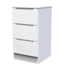 Milan 3 Drawer Bedside in White Gloss & White - Ready Assembled