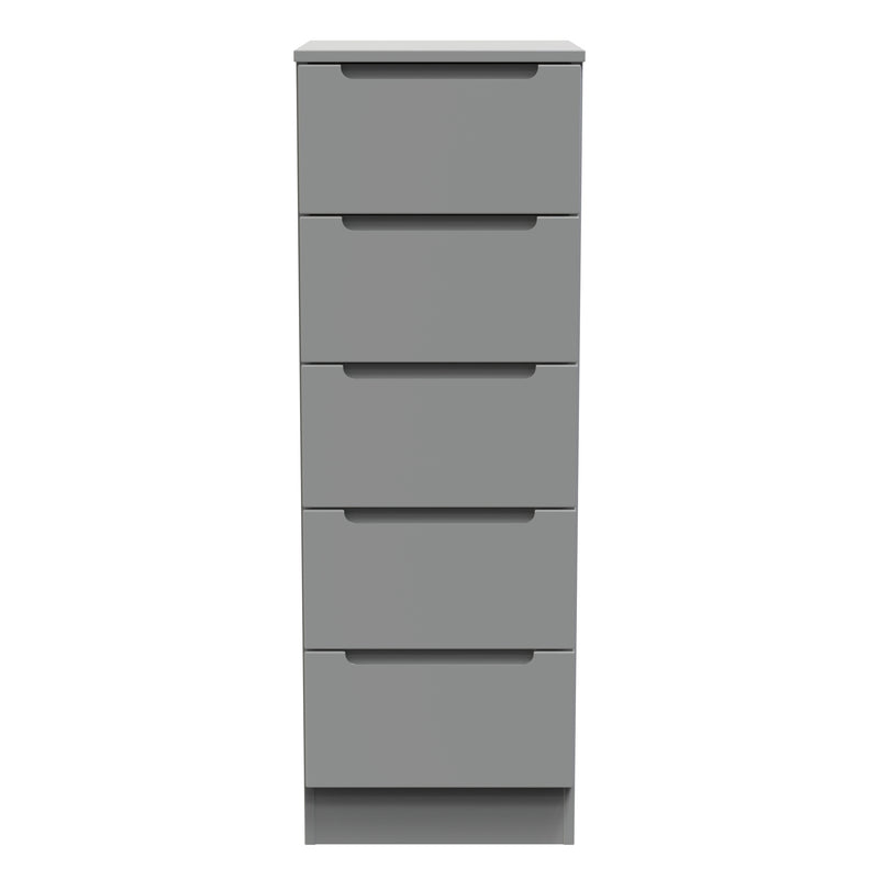 Milan 5 Drawer Bedside in Dusk Grey - Ready Assembled