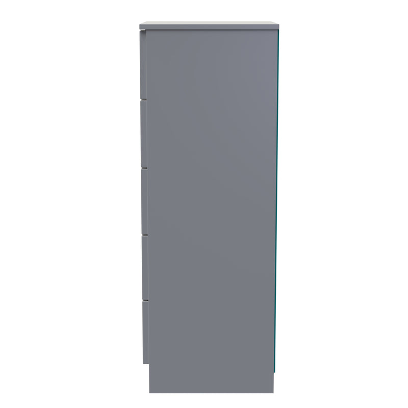 Milan 5 Drawer Bedside in Dusk Grey - Ready Assembled