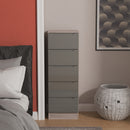 Cannes Ready Assembled 5 Drawer Tallboy in Grey Gloss & Grey Oak