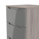 Cannes Ready Assembled 5 Drawer Tallboy in Grey Gloss & Grey Oak